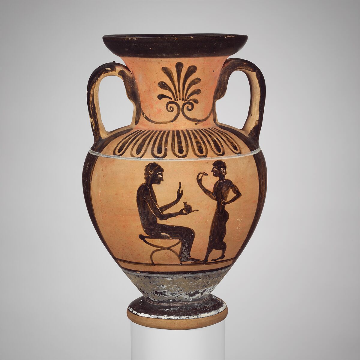 Terracotta neck-amphora (jar), Terracotta, Greek, South Italian, Campanian