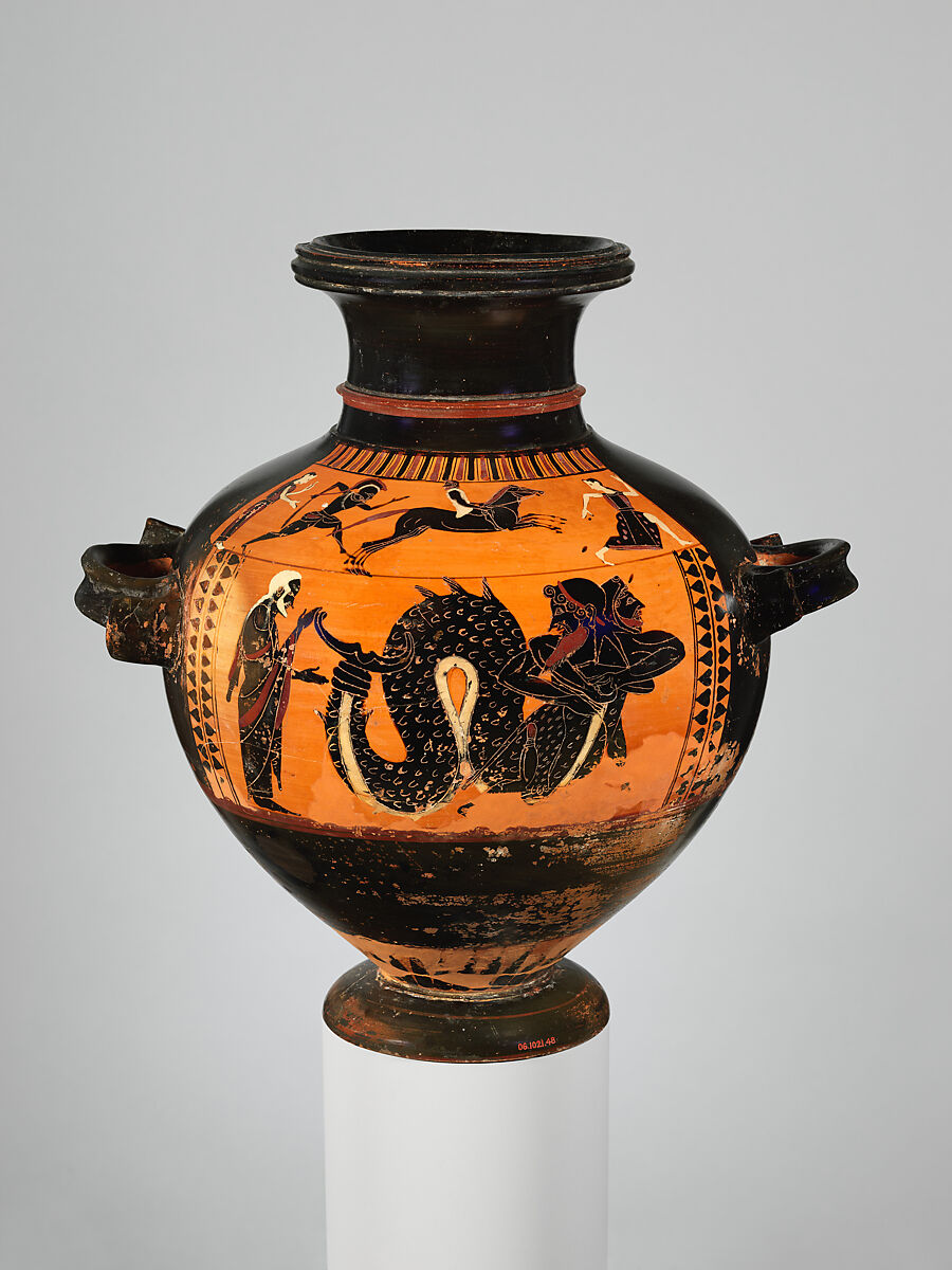 Terracotta hydria (water jar), Terracotta, Greek, Attic 