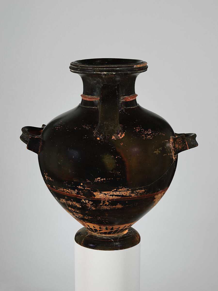 Terracotta hydria (water jar), Terracotta, Greek, Attic