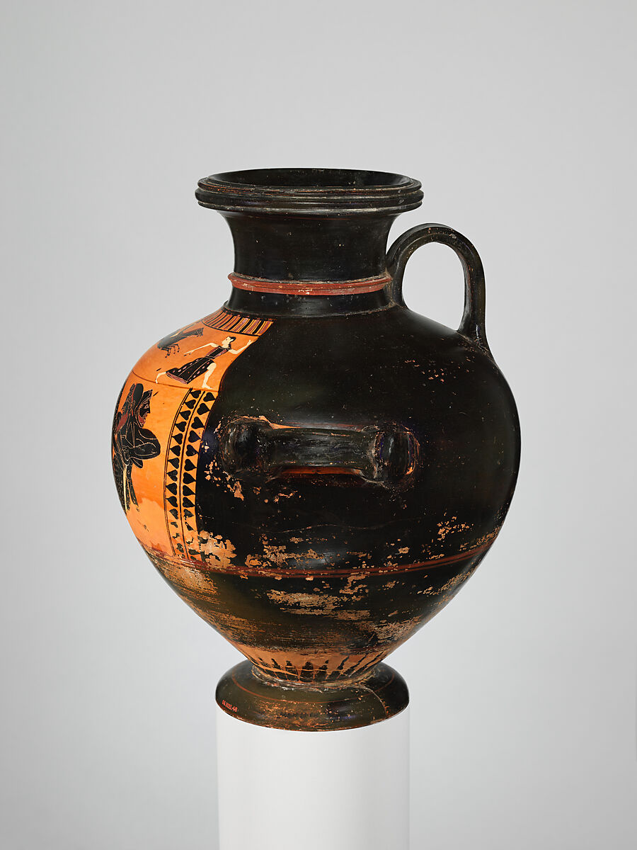 Terracotta hydria (water jar), Terracotta, Greek, Attic