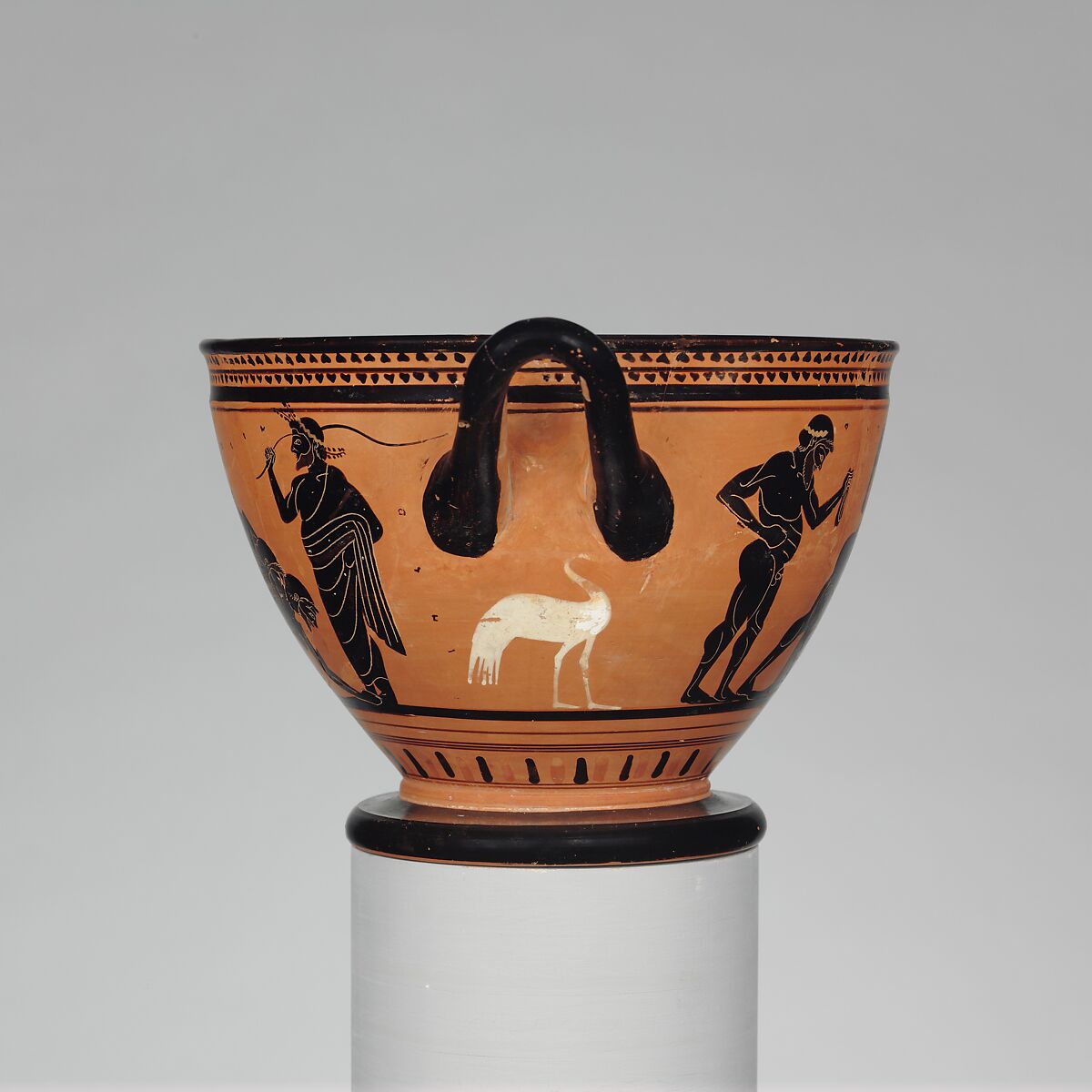 Terracotta skyphos (deep drinking cup), Attributed to the Theseus Painter, Terracotta, Greek, Attic