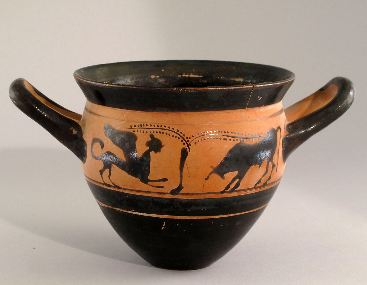 Mastoid skyphos, Attributed to the manner of the Haimon Painter, Terracotta, Greek, Attic