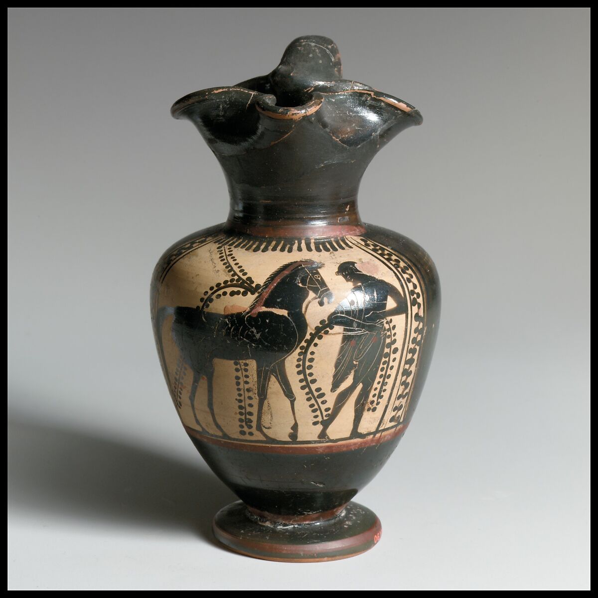 Oinochoe, Attributed to the Workshop of the Athena Painter, Terracotta, Greek, Attic