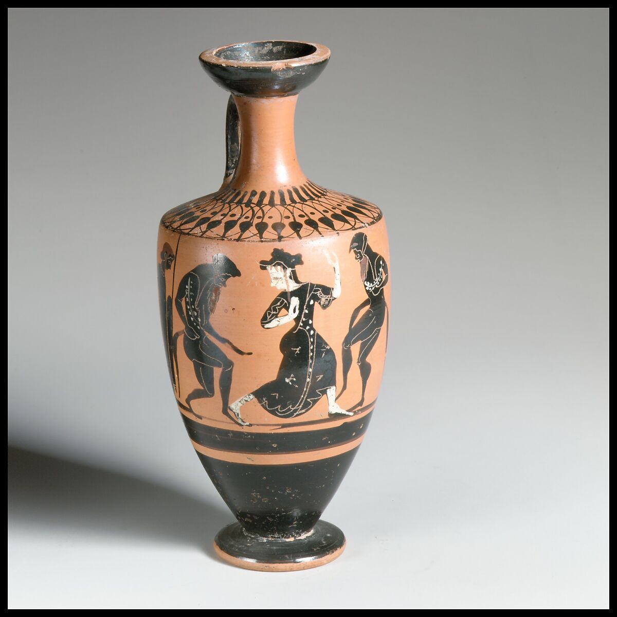 Lekythos, Attributed to the Class of Athens 581, Terracotta, Greek, Attic 