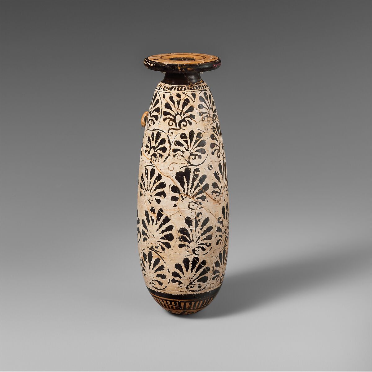 Terracotta alabastron (perfume vase), Attributed to the Group of the Paidikos Alabastra, Terracotta, Greek, Attic 