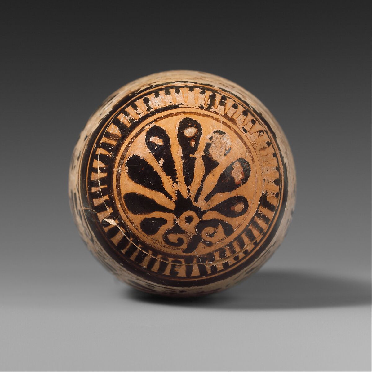 Terracotta alabastron (perfume vase), Attributed to the Group of the Paidikos Alabastra, Terracotta, Greek, Attic