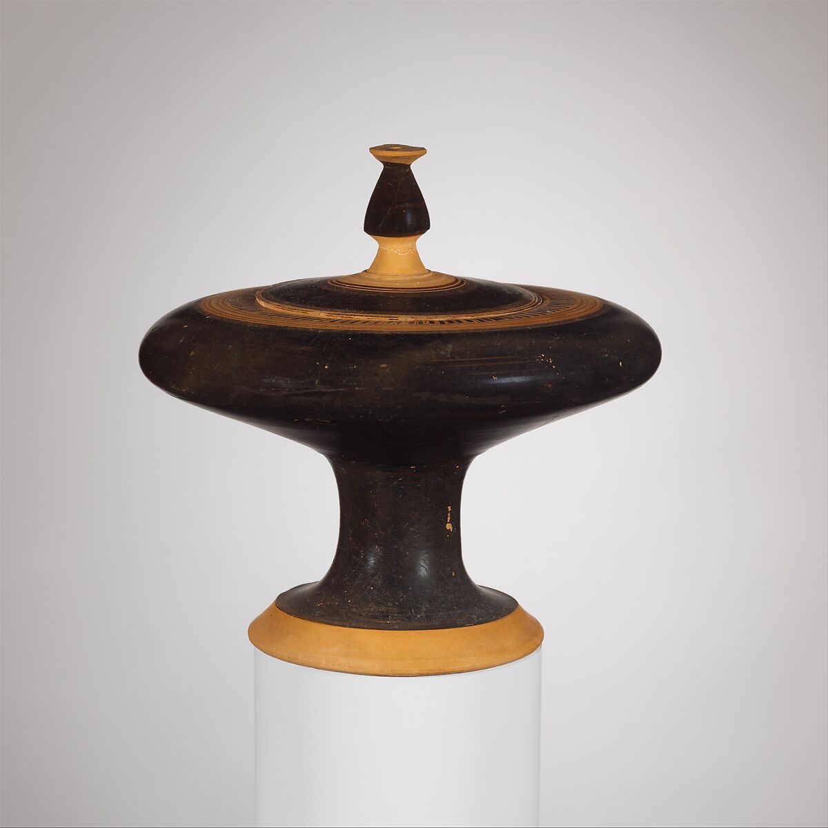 Terracotta plemochoe (vase for perfume), Assigned to Kothons Type B, Terracotta, Greek, Attic 