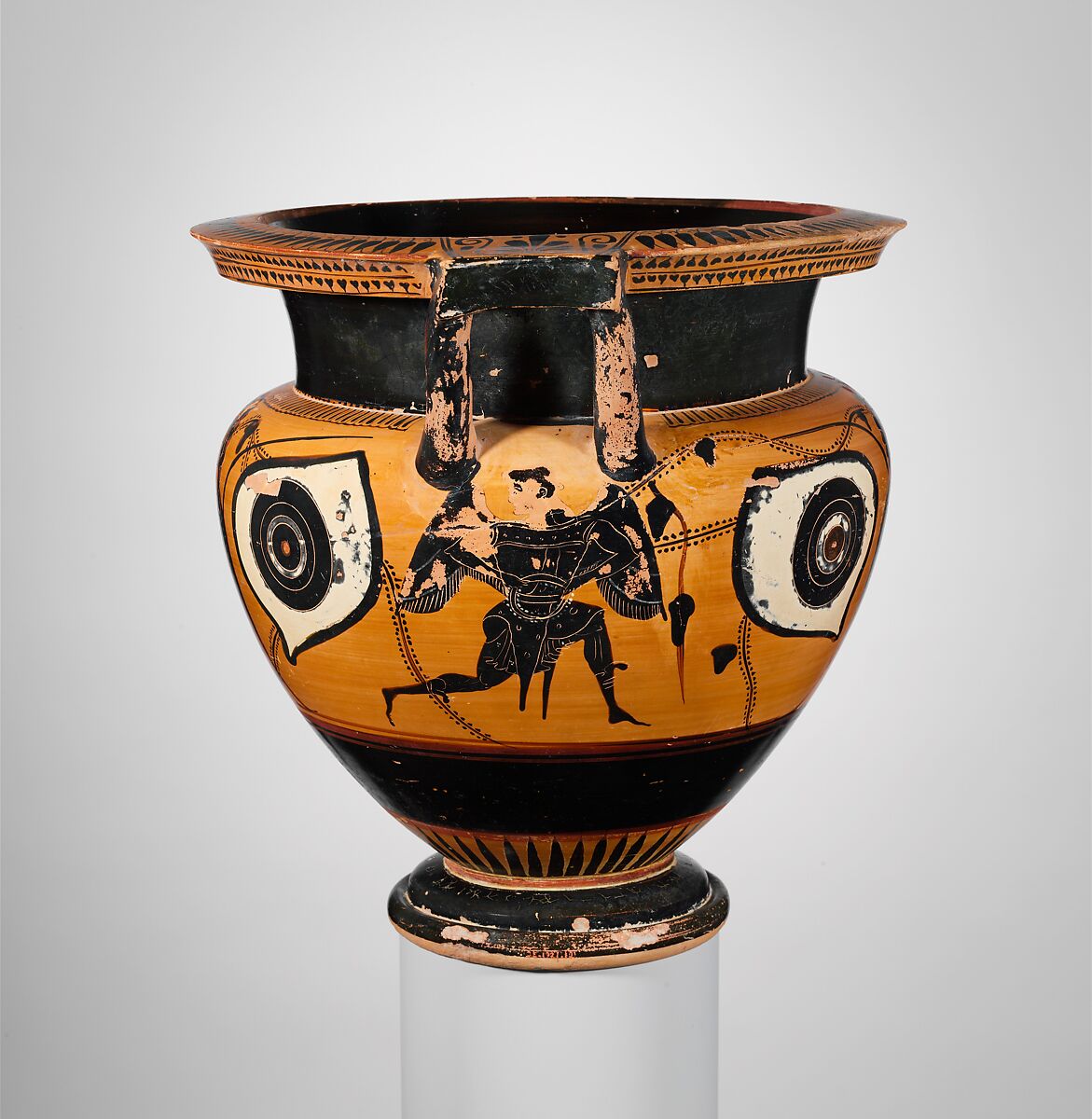 Terracotta column-krater (bowl for mixing wine and water), Terracotta, Greek, Attic