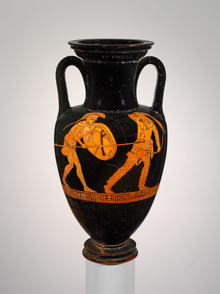 Terracotta Nolan amphora (jar), Terracotta, Greek, Attic 