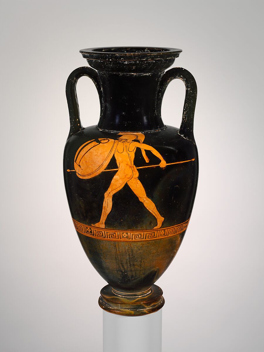 Terracotta Nolan amphora (jar), Terracotta, Greek, Attic