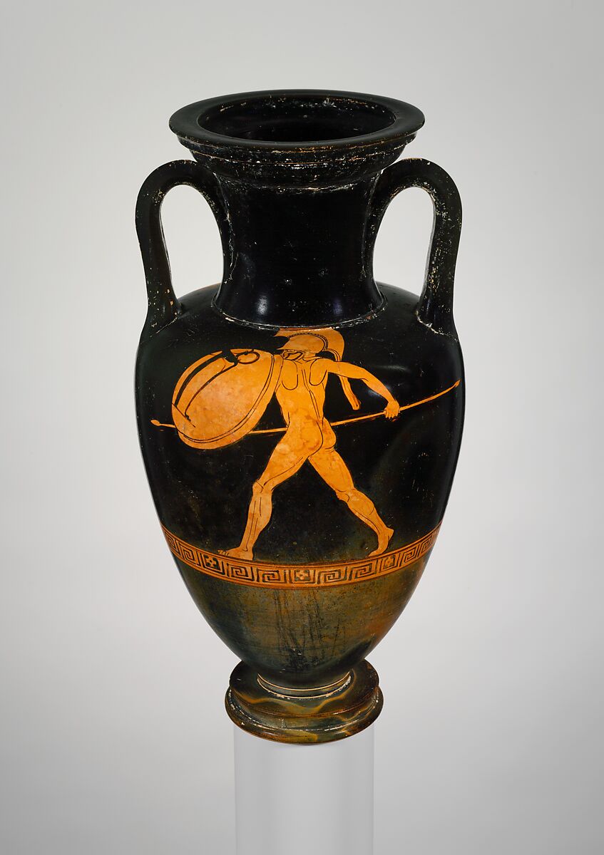 Terracotta Nolan amphora (jar), Terracotta, Greek, Attic