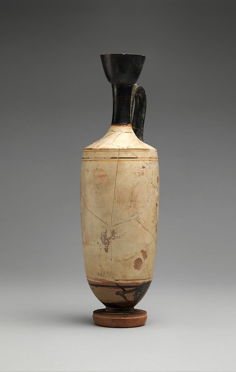 Lekythos, Attributed to the Quadrate Painter, Terracotta, Greek, Attic
