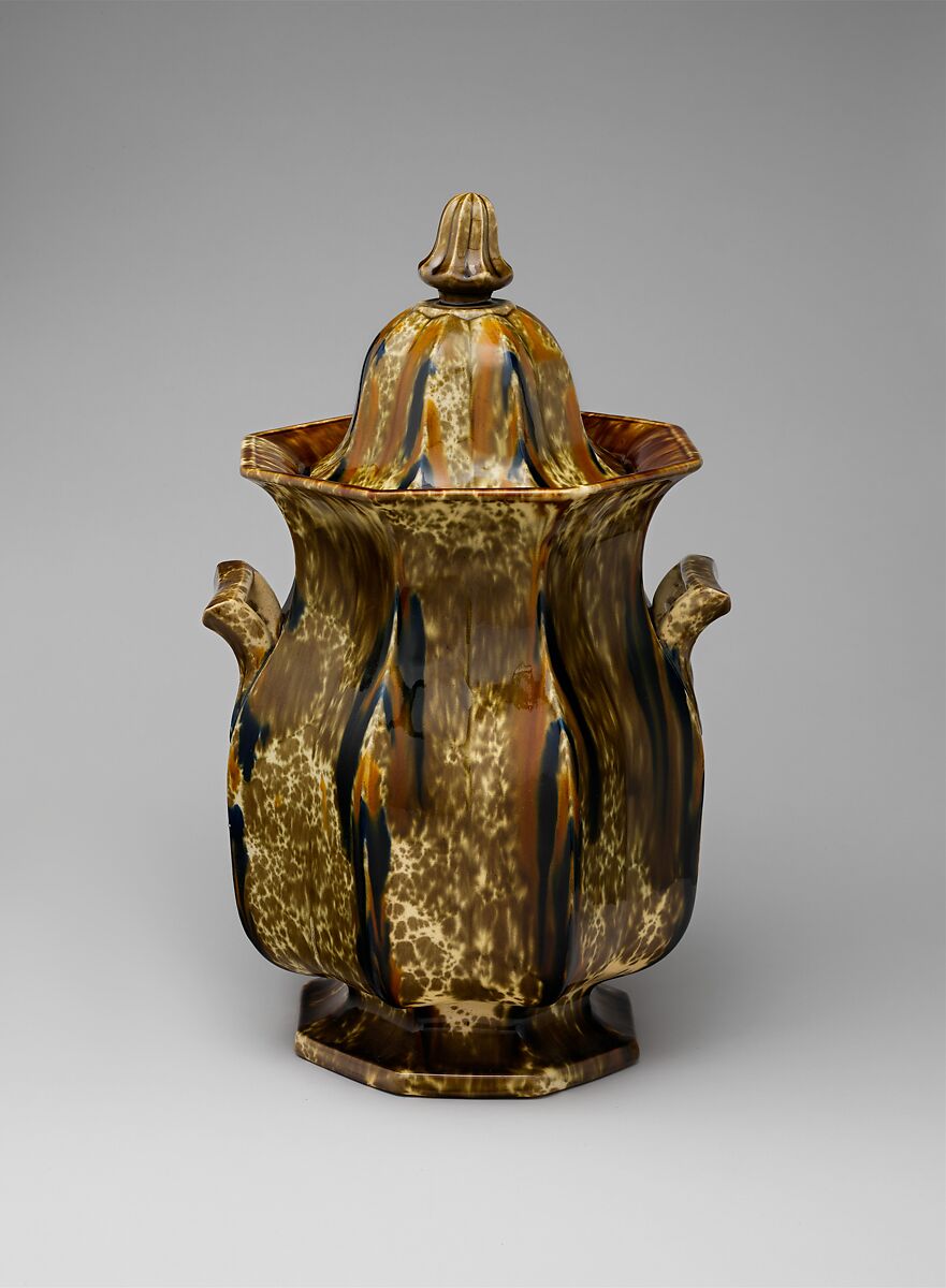 Covered slop jar, Probably United States Pottery Company (1852–58) or, Earthenware, American 