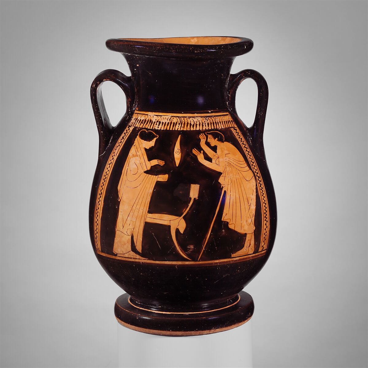 Terracotta pelike (jar), Attributed to the Nausicaä Painter, Terracotta, Greek, Attic