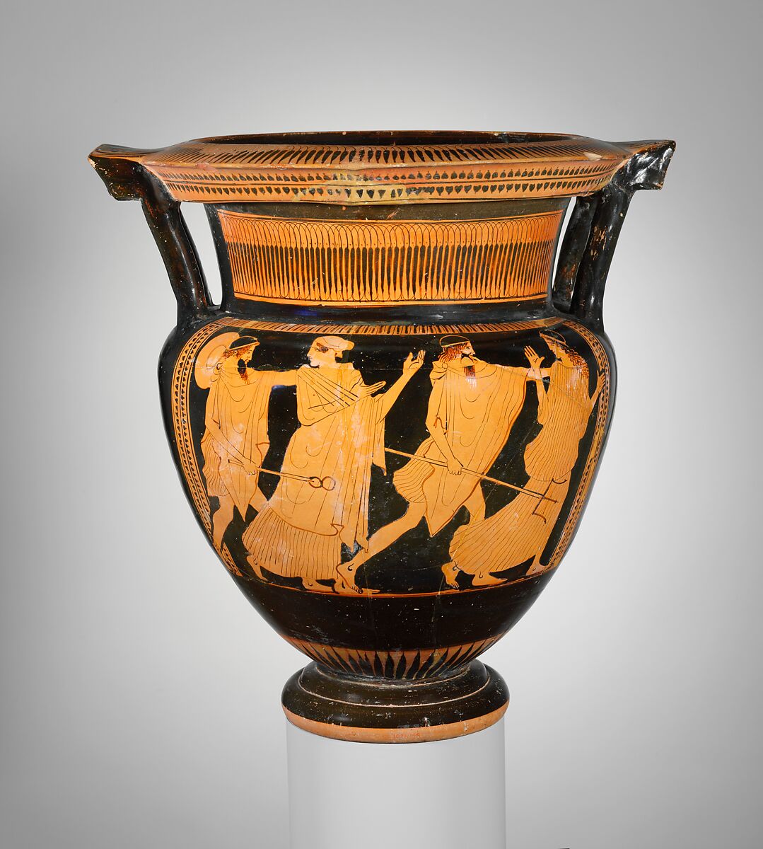 Terracotta column-krater (bowl for mixing wine and water), Attributed to the Orchard Painter, Terracotta, Greek, Attic 