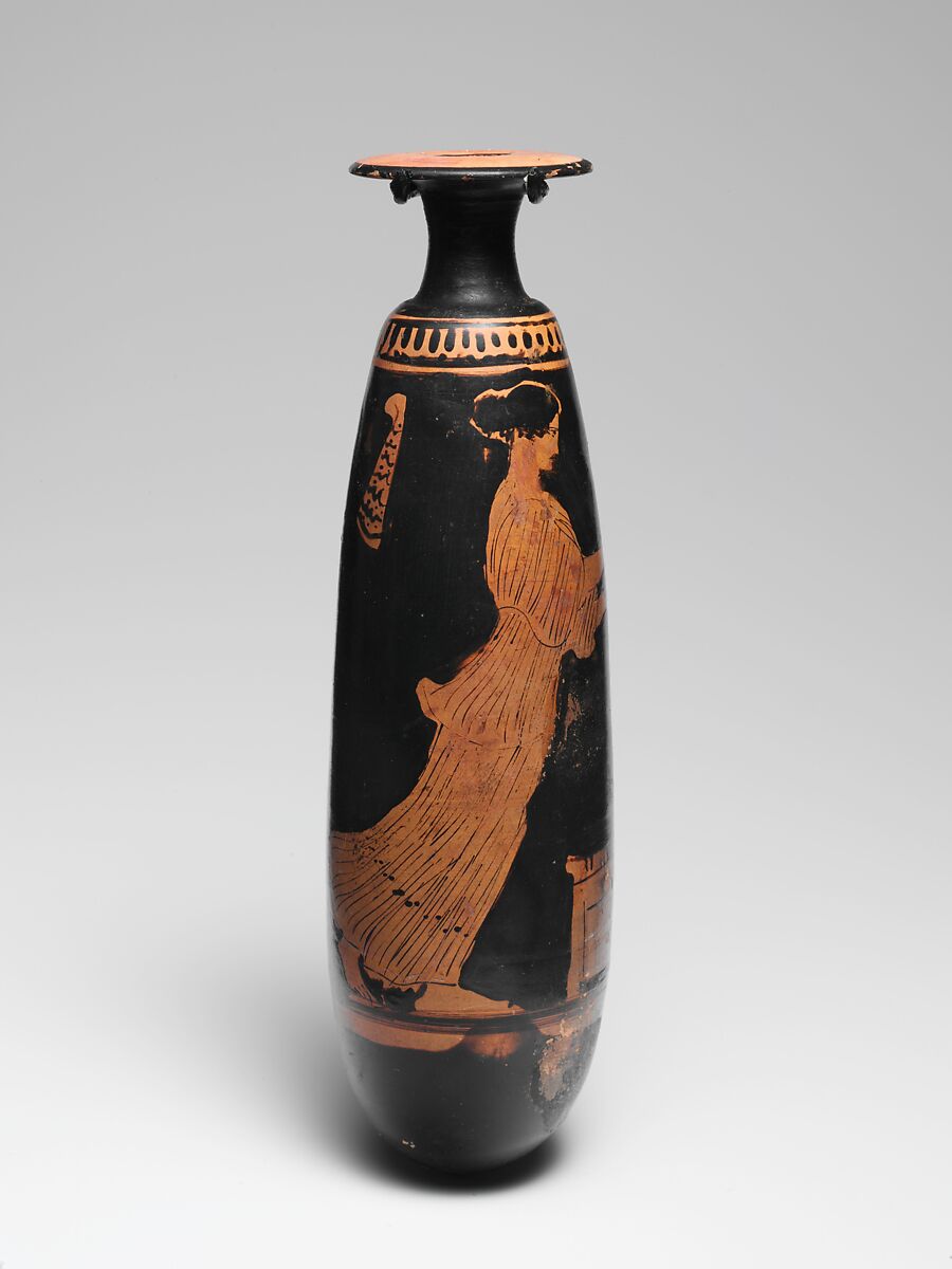 Terracotta alabastron (perfume vase), Terracotta, Greek, Attic 