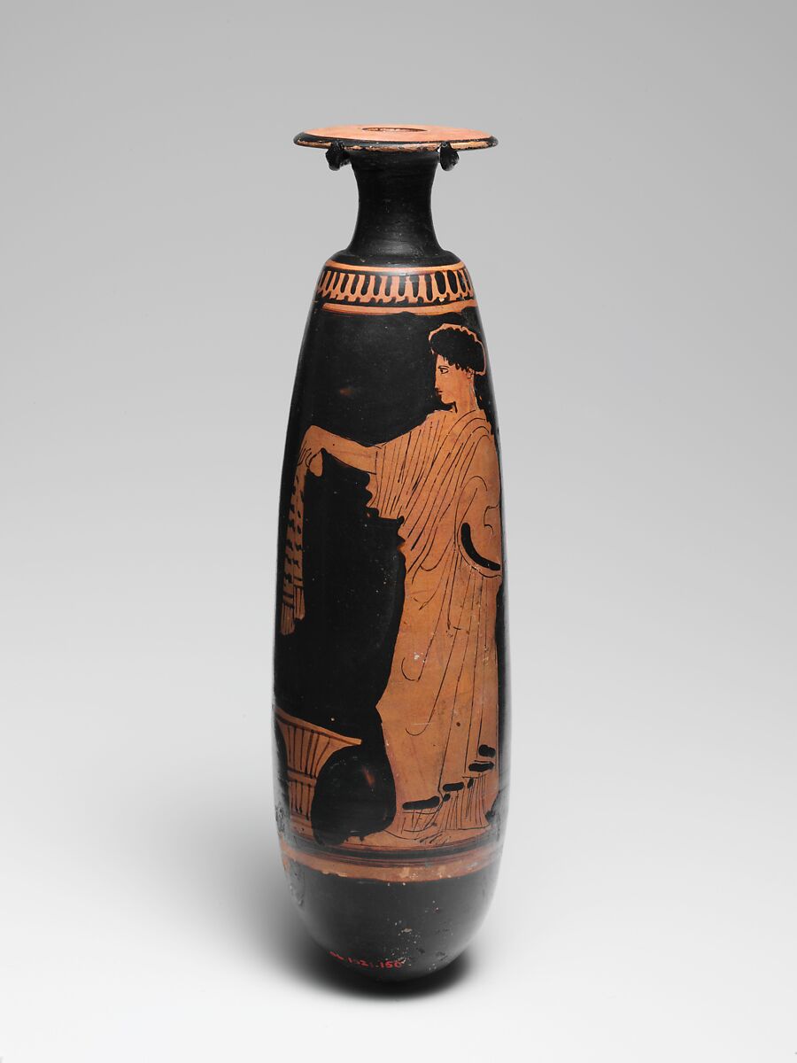 Terracotta alabastron (perfume vase), Terracotta, Greek, Attic