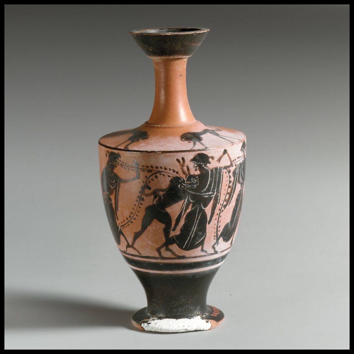 Lekythos, Attributed to the Krotala Painter, Terracotta, Greek, Attic