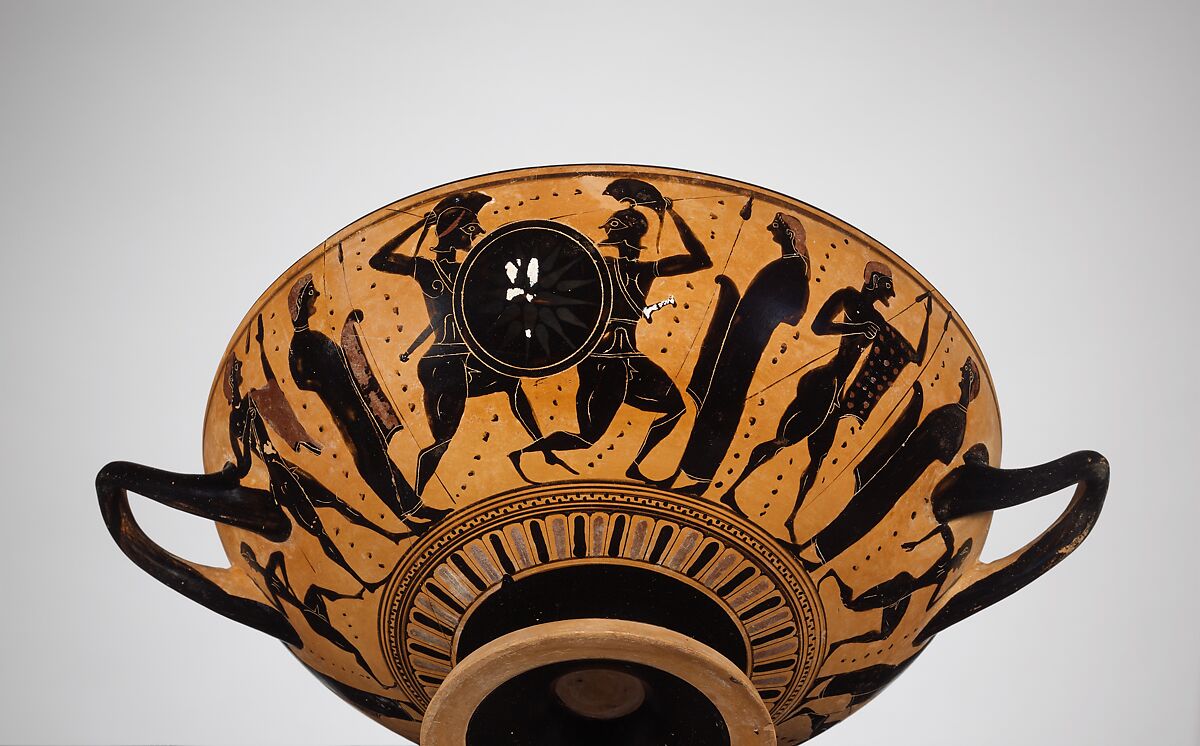Terracotta kylix (drinking cup), Attributed to the Painter of New York 06.1021.154, Terracotta, Greek, Attic