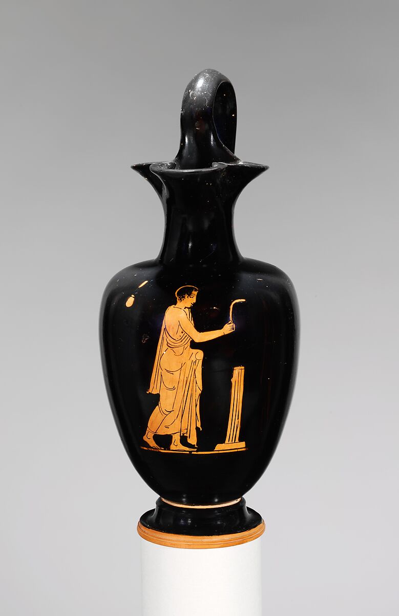 Terracotta oinochoe (jug), Terracotta, Greek, Attic 