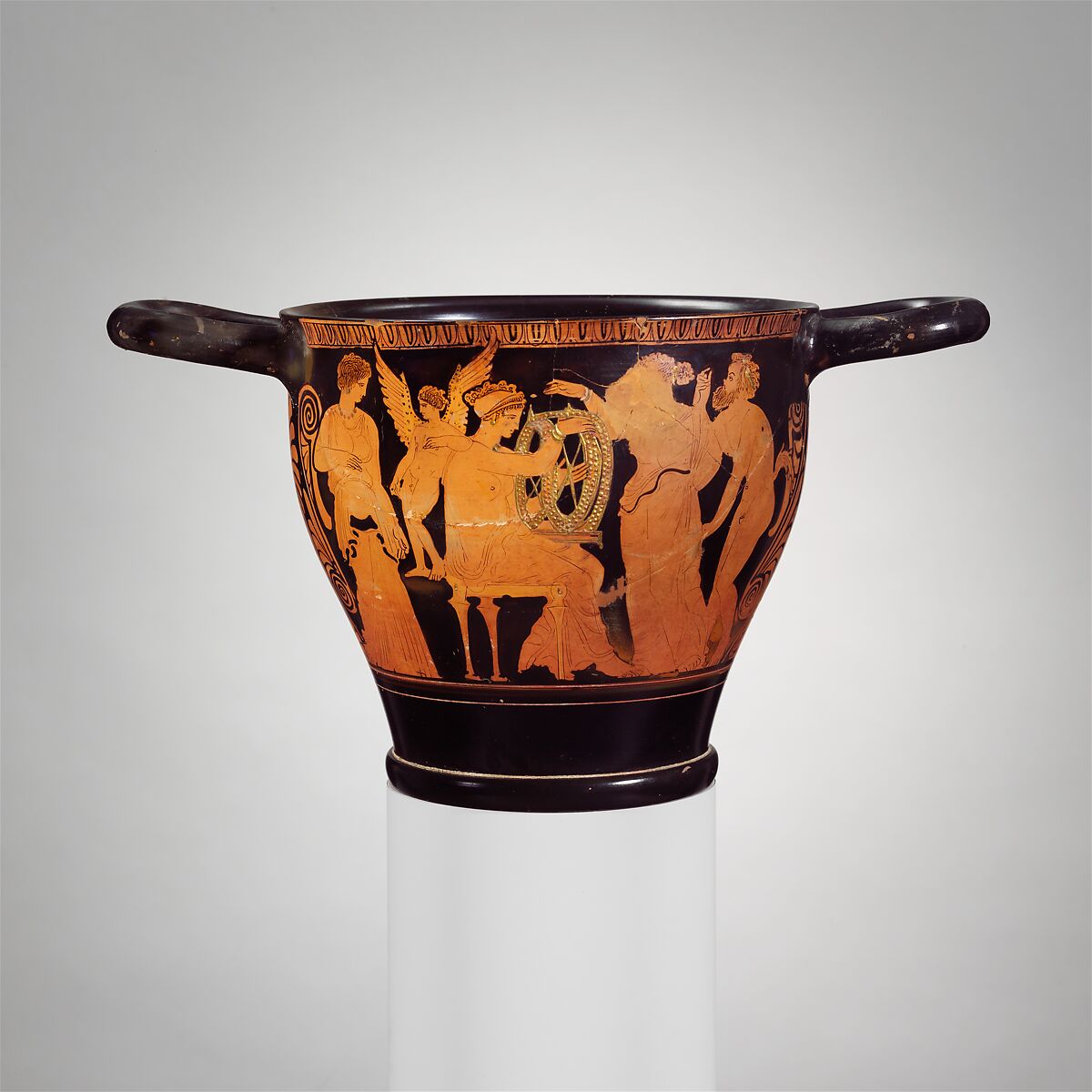 Terracotta skyphos (deep drinking cup), Terracotta, Greek, Attic 