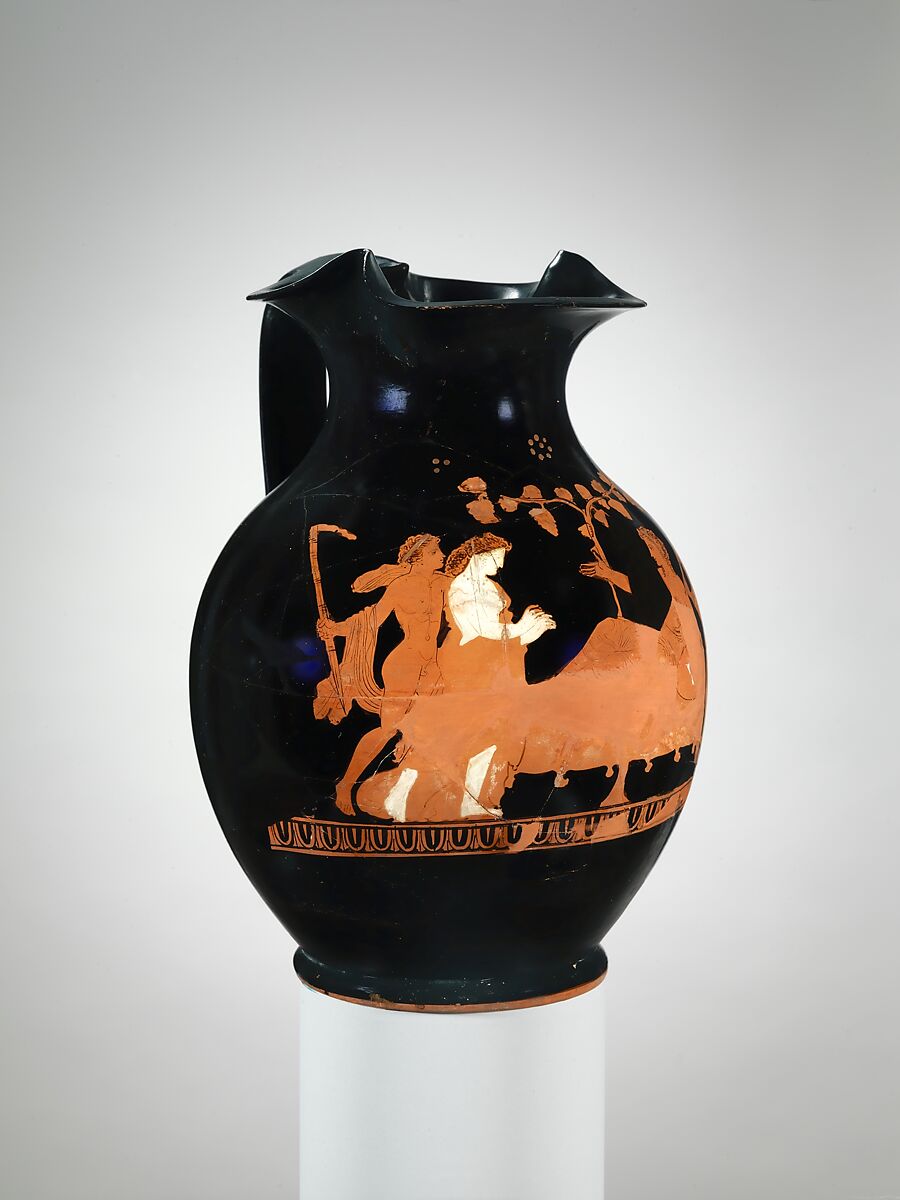 Terracotta oinochoe (jug), Terracotta, Greek, Attic
