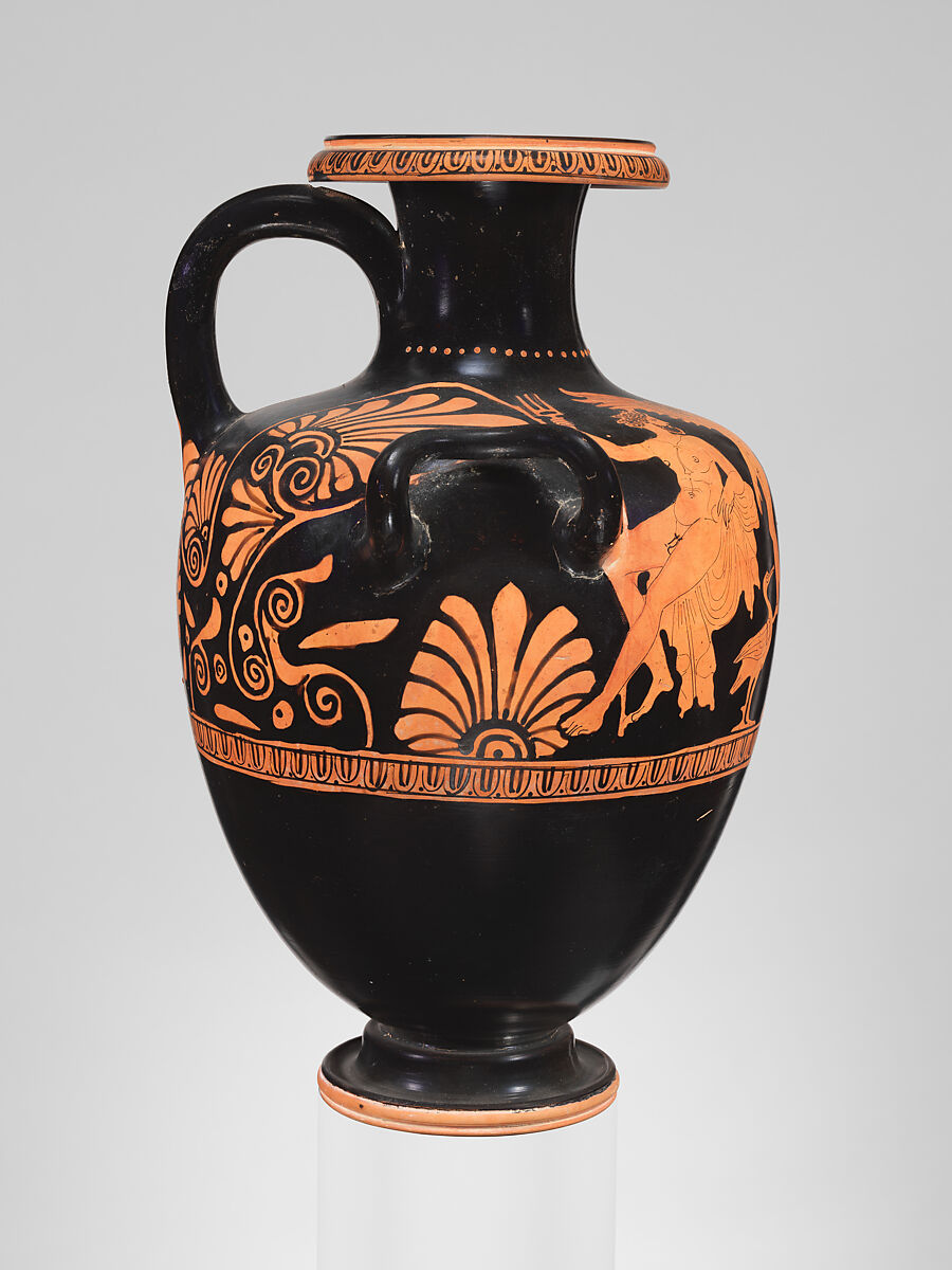Terracotta hydria: kalpis (water jar), Terracotta, Greek, Attic