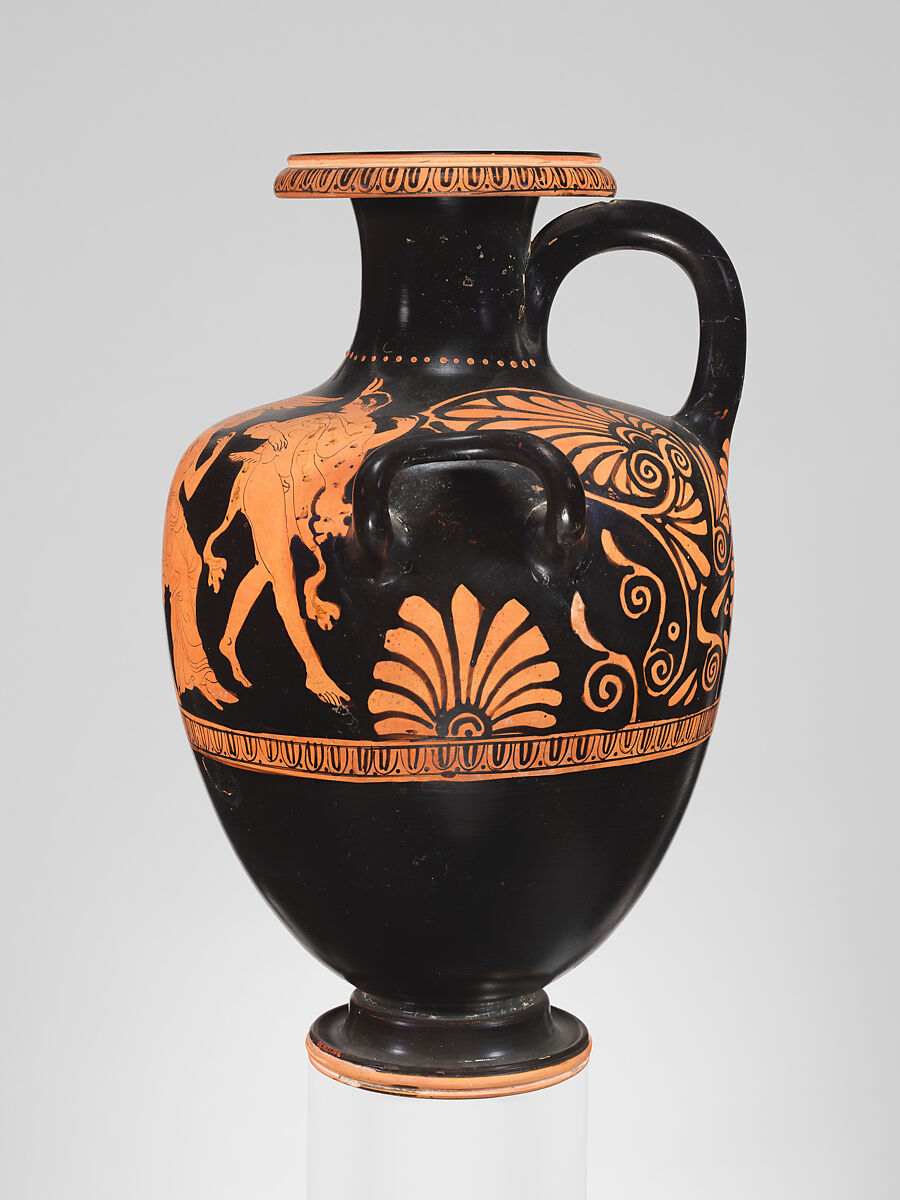 Terracotta hydria: kalpis (water jar), Terracotta, Greek, Attic