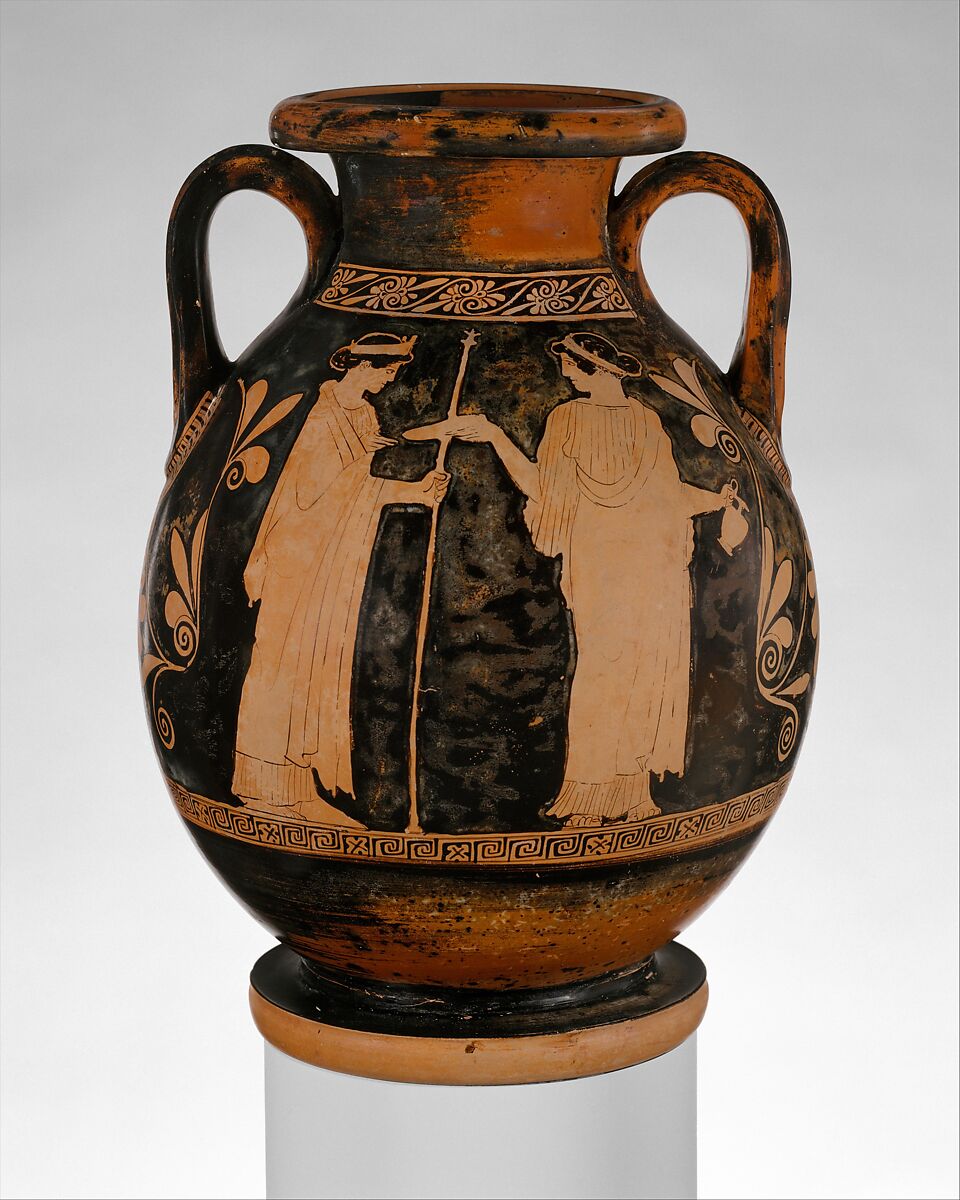 Terracotta pelike (jar), Attributed to an artist near the Chicago Painter, Terracotta, Greek, Attic