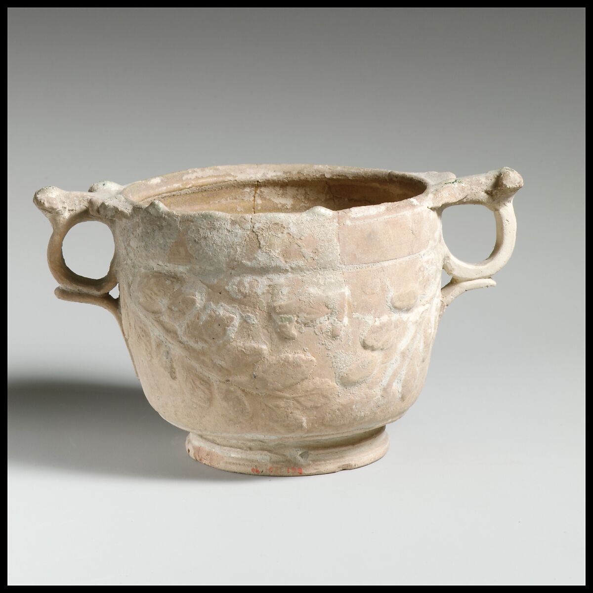 Terracotta lead-glazed skyphos, Terracotta, Roman