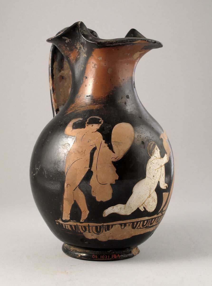 Oinochoe, chous, Attributed to the Painter of the Ferrara Choes, Terracotta, Greek, Attic