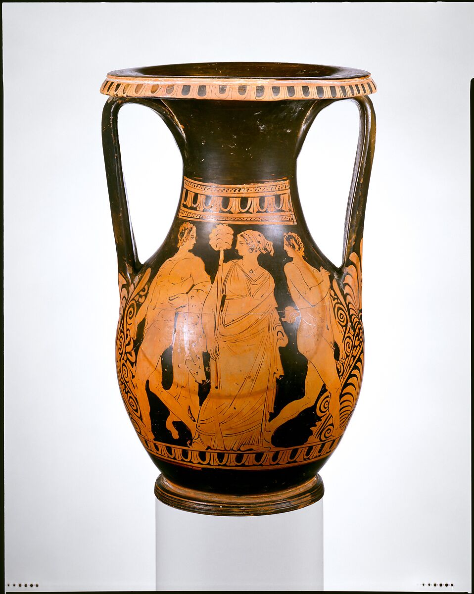 Terracotta pelike (wine jar), Attributed to the Amazon Painter, Terracotta, Greek, Attic