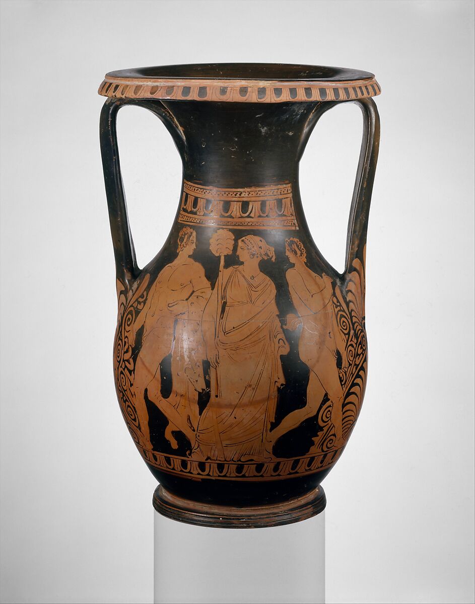 Terracotta pelike (wine jar), Attributed to the Amazon Painter, Terracotta, Greek, Attic
