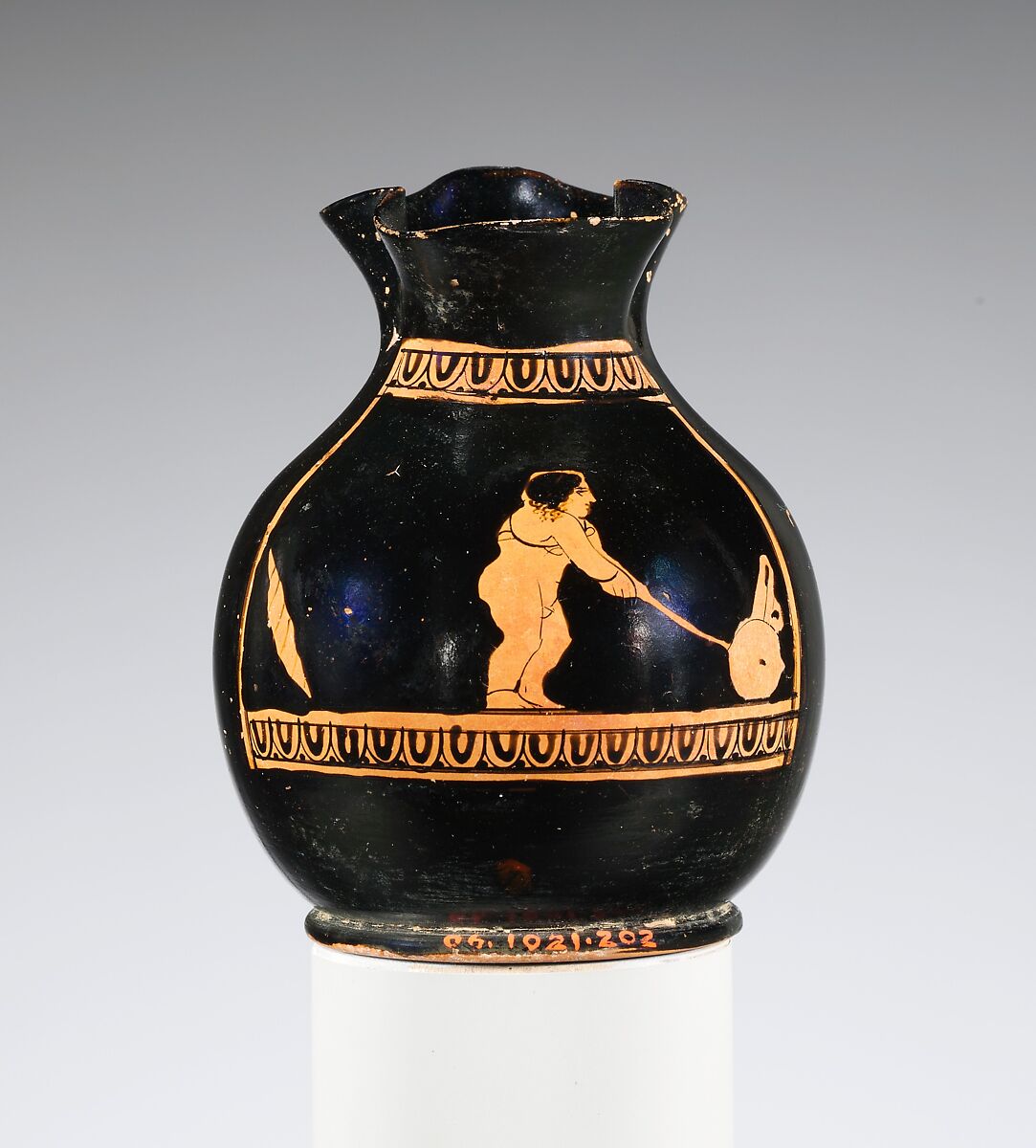 Terracotta oinochoe: chous (jug), Terracotta, Greek, Attic 