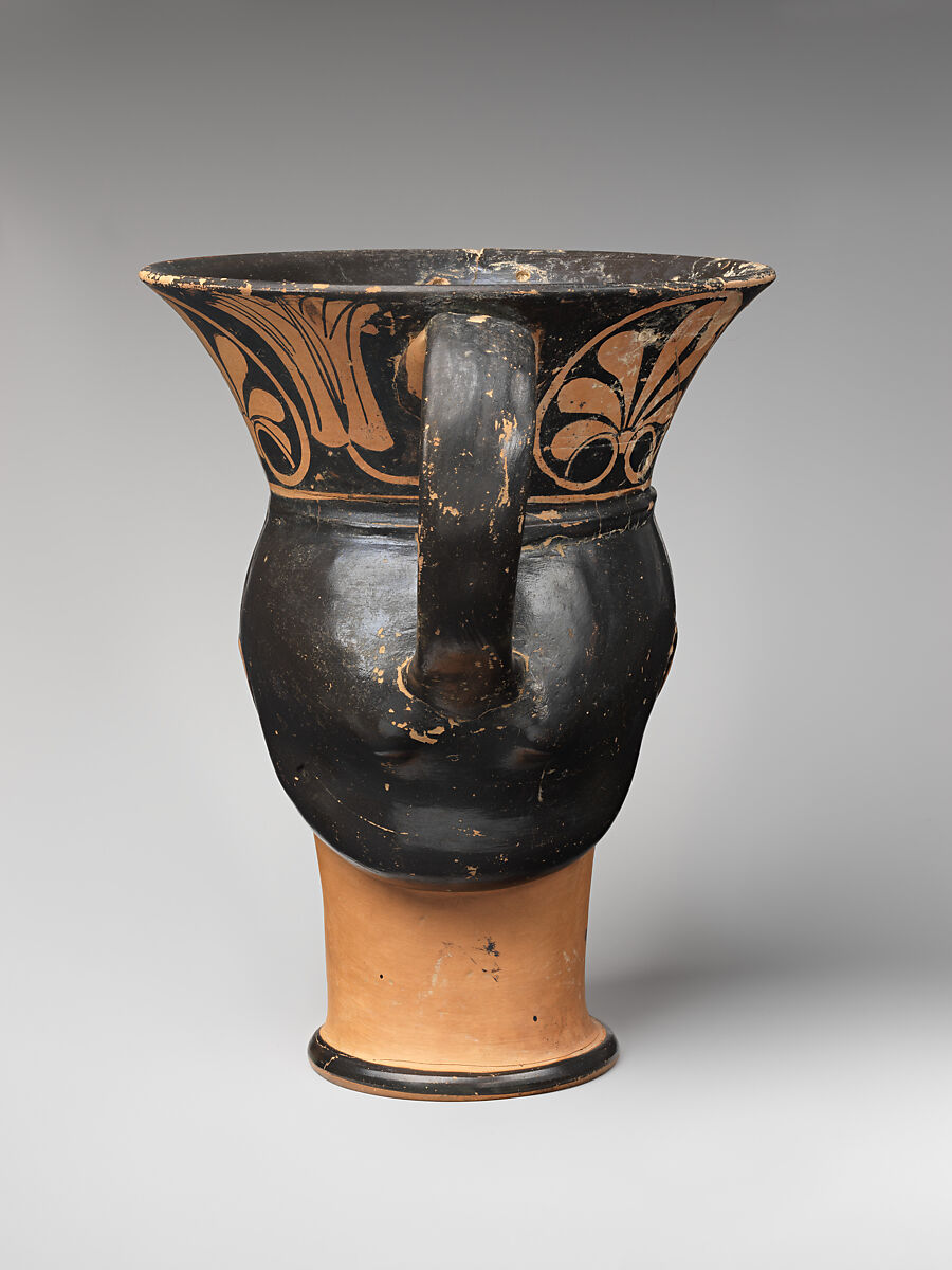 Terracotta mug in the form of a woman's head, Attributed to Class G: The London Class of Head Vases, Terracotta, Greek, Attic
