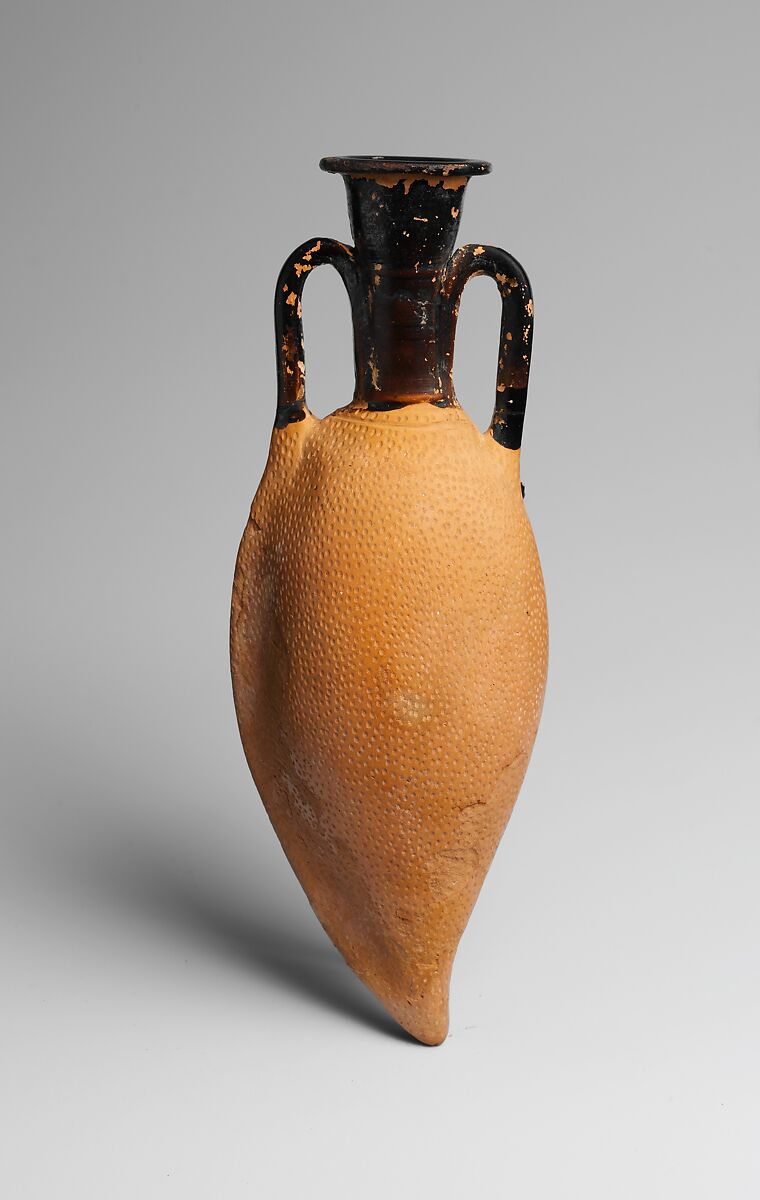 Terracotta amphoriskos (oil flask), Terracotta, Greek, Attic 