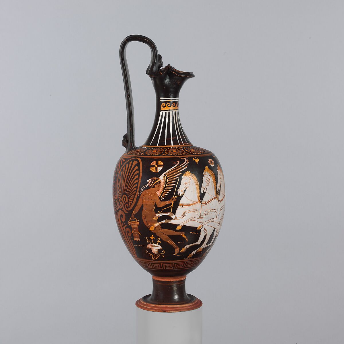 Terracotta oinochoe (jug), Attributed to the Stuttgart Group, Terracotta, Greek, South Italian, Apulian