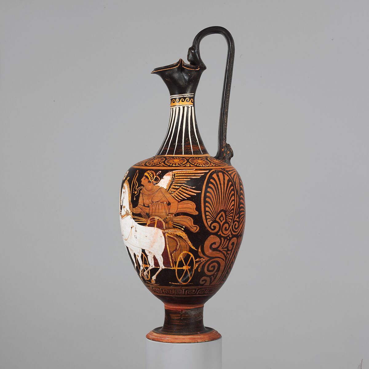 Terracotta oinochoe (jug), Attributed to the Stuttgart Group, Terracotta, Greek, South Italian, Apulian