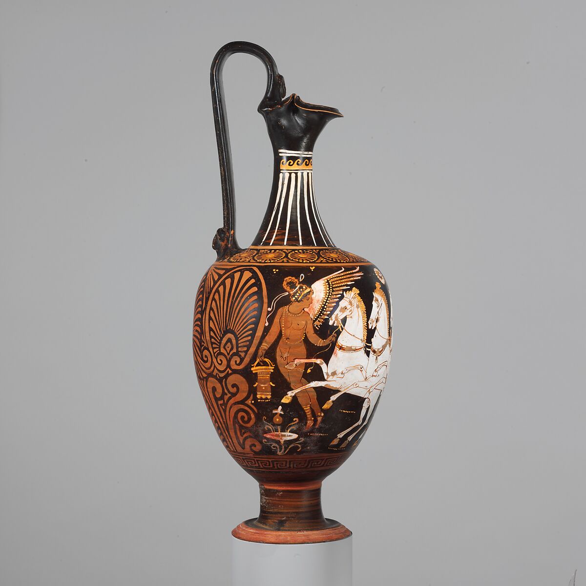 Terracotta oinochoe (jug), Attributed to the Stuttgart Group, Terracotta, Greek, South Italian, Apulian