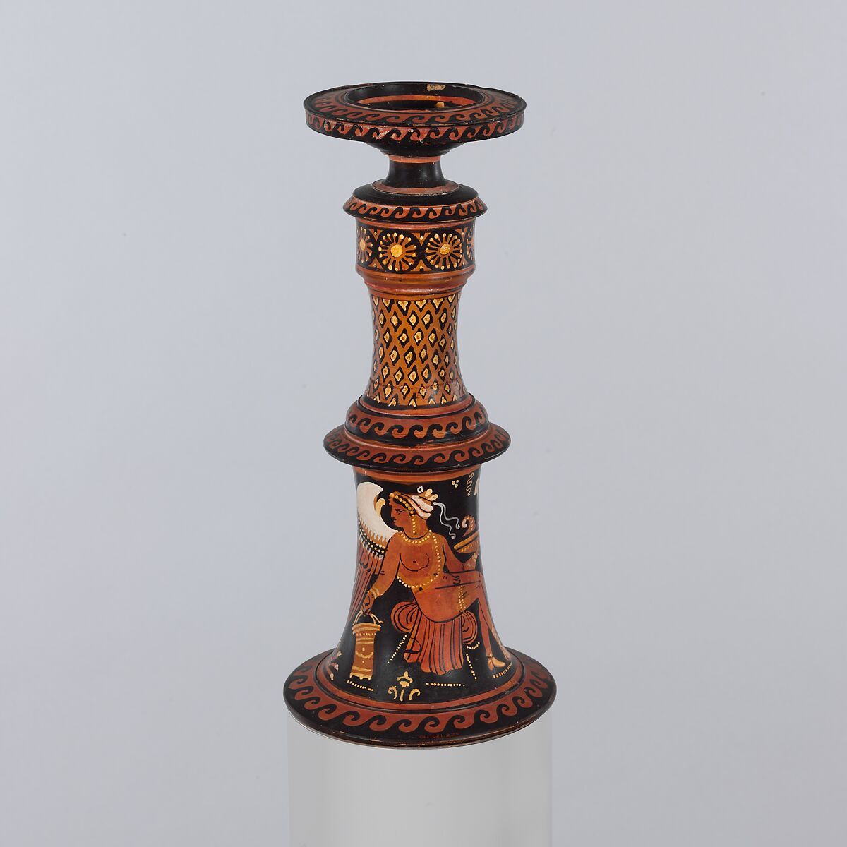Terracotta thymiaterion (incense burner), Stuttgart Group, Terracotta, Greek, South Italian, Apulian