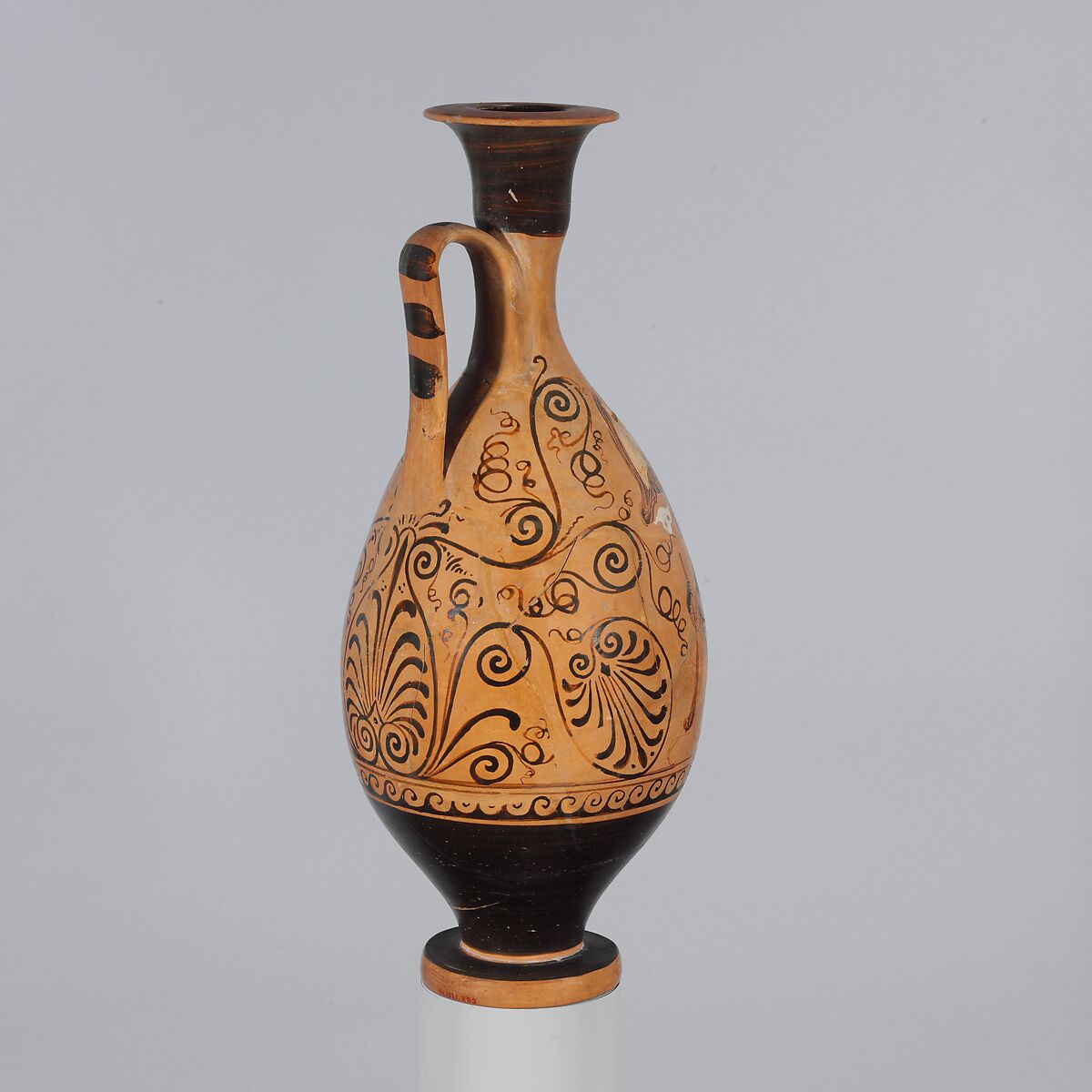 Terracotta lekythos (oil flask), Attributed to the Pagenstecher Class, Terracotta, Greek, South Italian, probably Paestan
