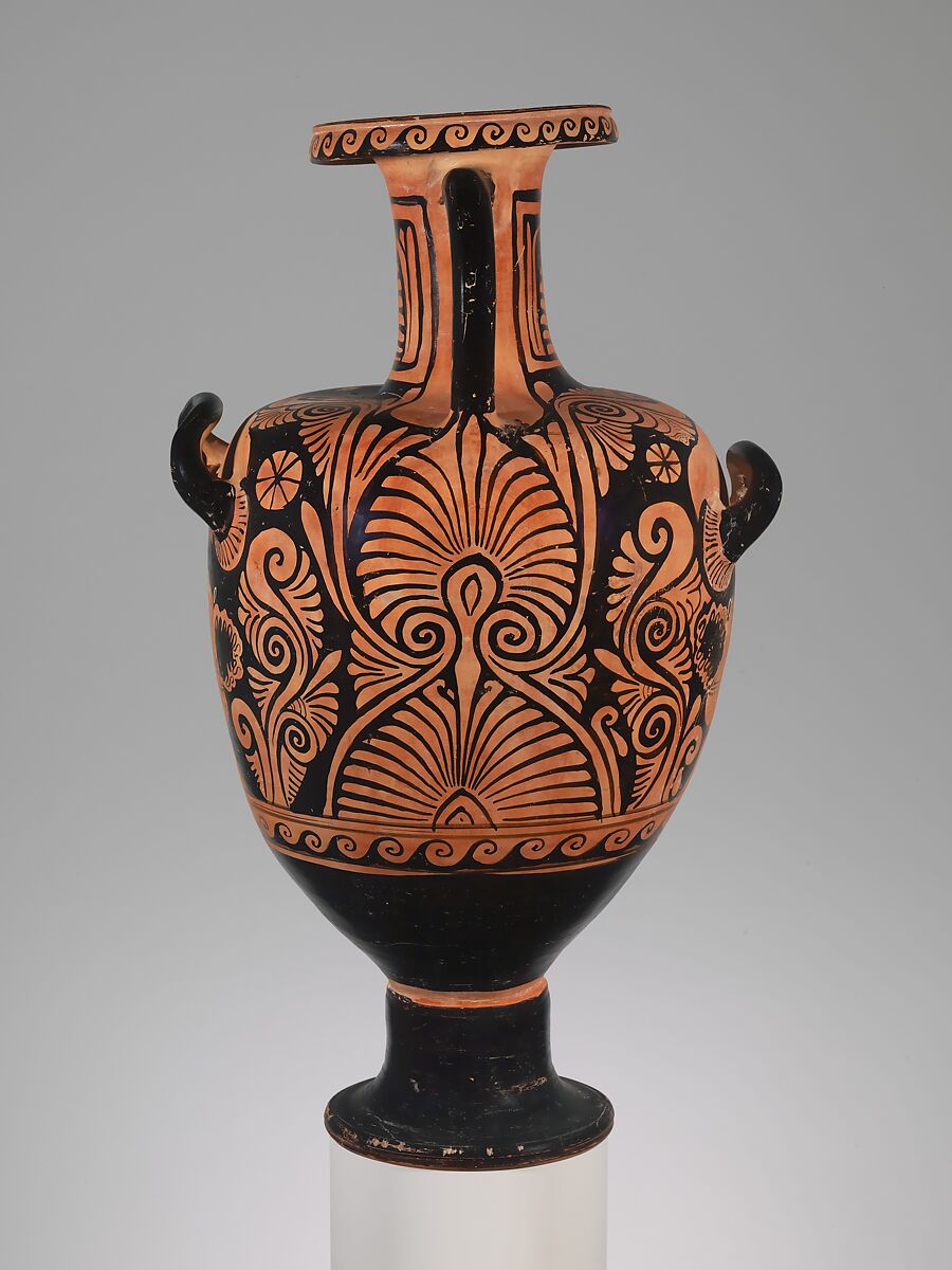 Terracotta hydria (water jar), Attributed to the APZ Painter, Terracotta, Greek, South Italian, Campanian
