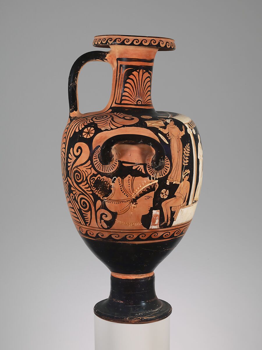 Terracotta hydria (water jar), Attributed to the APZ Painter, Terracotta, Greek, South Italian, Campanian