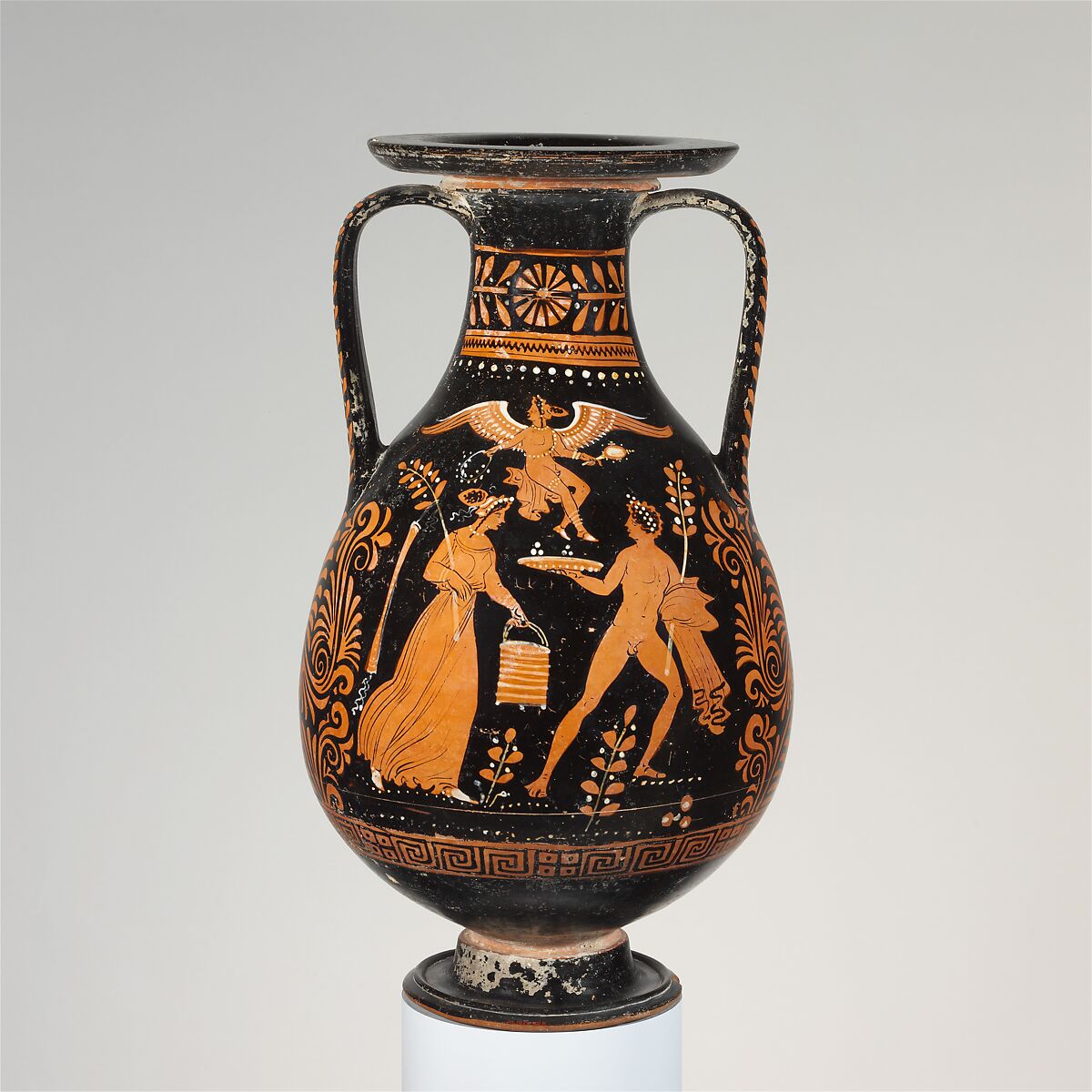 Terracotta pelike (jar), Close in style to the Underworld Painter, Terracotta, Greek, South Italian, Apulian 