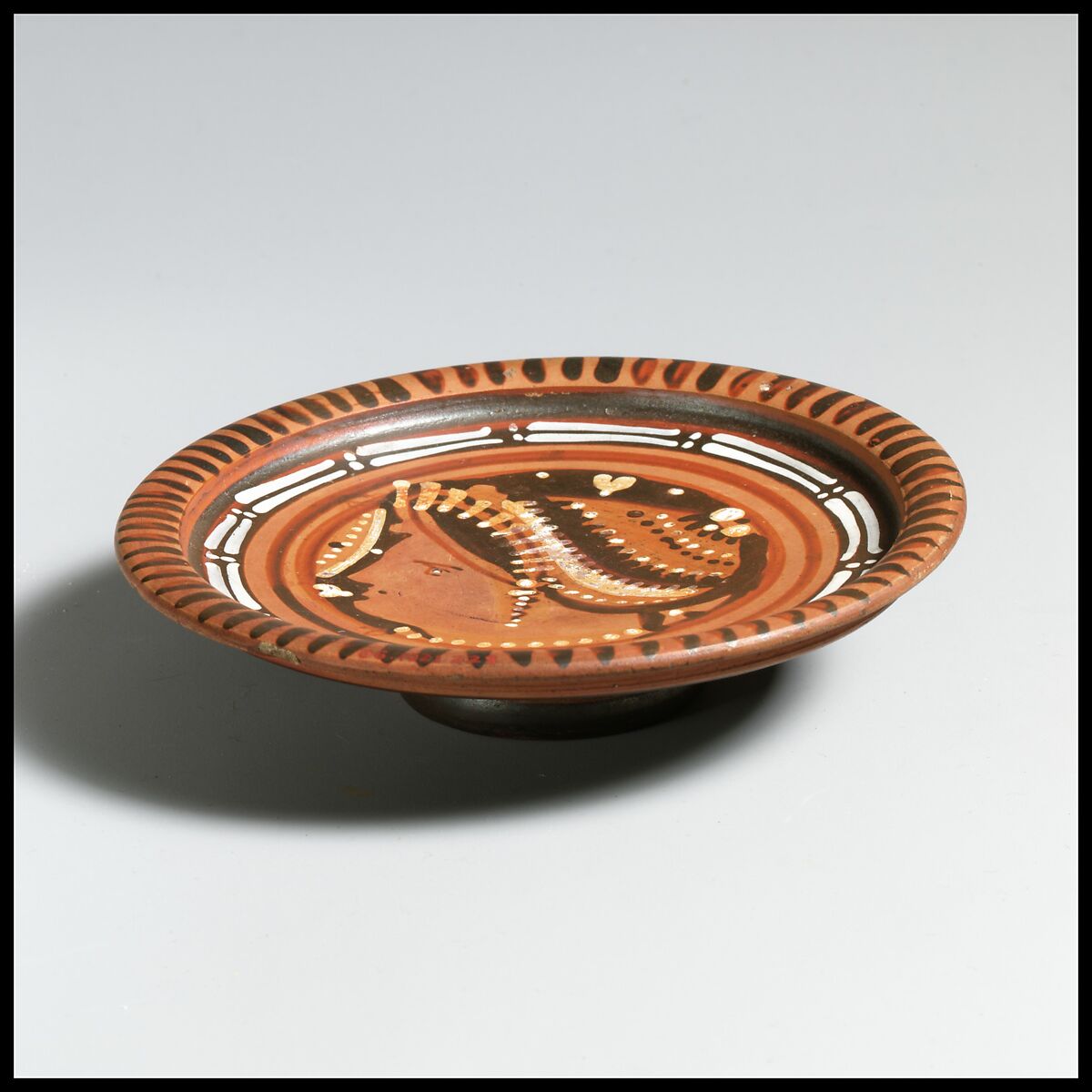 Terracotta plate, Attributed to the Kantharos Group, Terracotta, Greek, South Italian, Apulian 