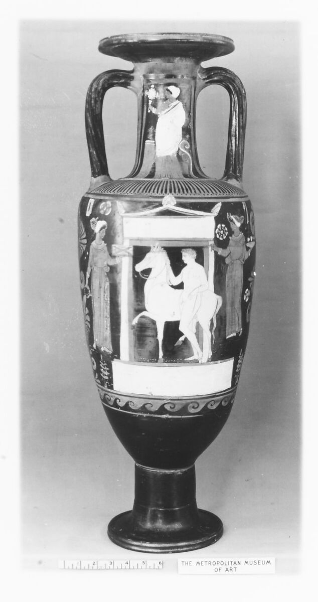 Terracotta neck-amphora (jar), Attributed to the APZ Painter, Terracotta, Greek, South Italian, Campanian 