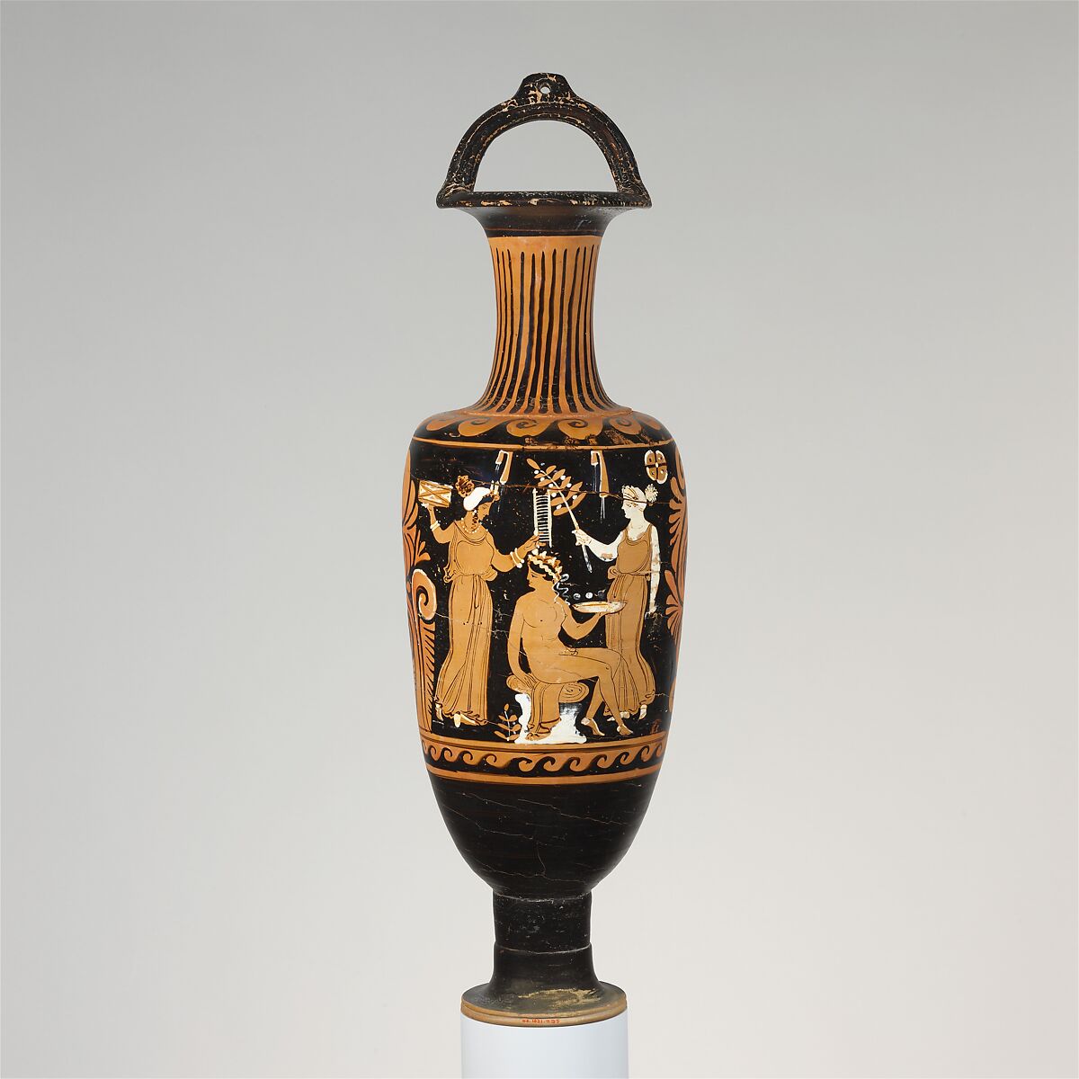 Terracotta bail-amphora (jar), Attributed to the APZ Painter, Terracotta, Greek, South Italian, Campanian 