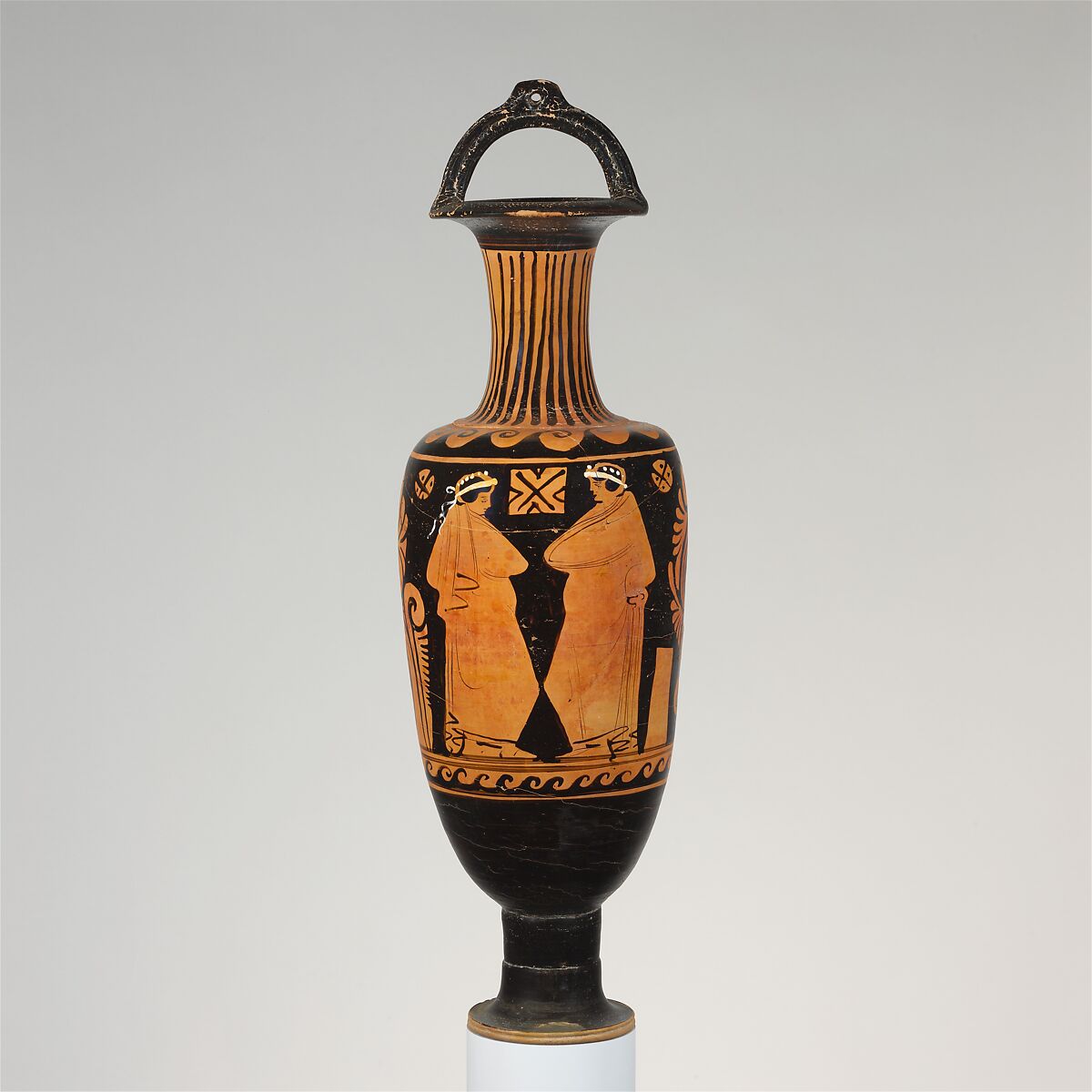 Terracotta bail-amphora (jar), Attributed to the APZ Painter, Terracotta, Greek, South Italian, Campanian