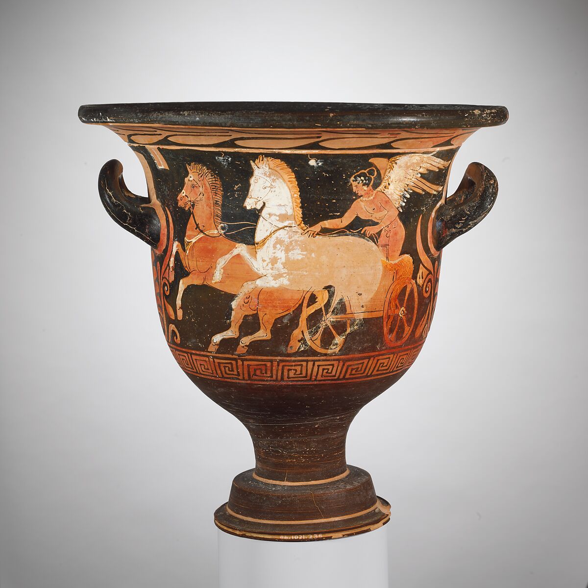 Terracotta bell-krater (mixing bowl), Attributed to the Whiteface Painter, Terracotta, Greek, South Italian, Campanian 