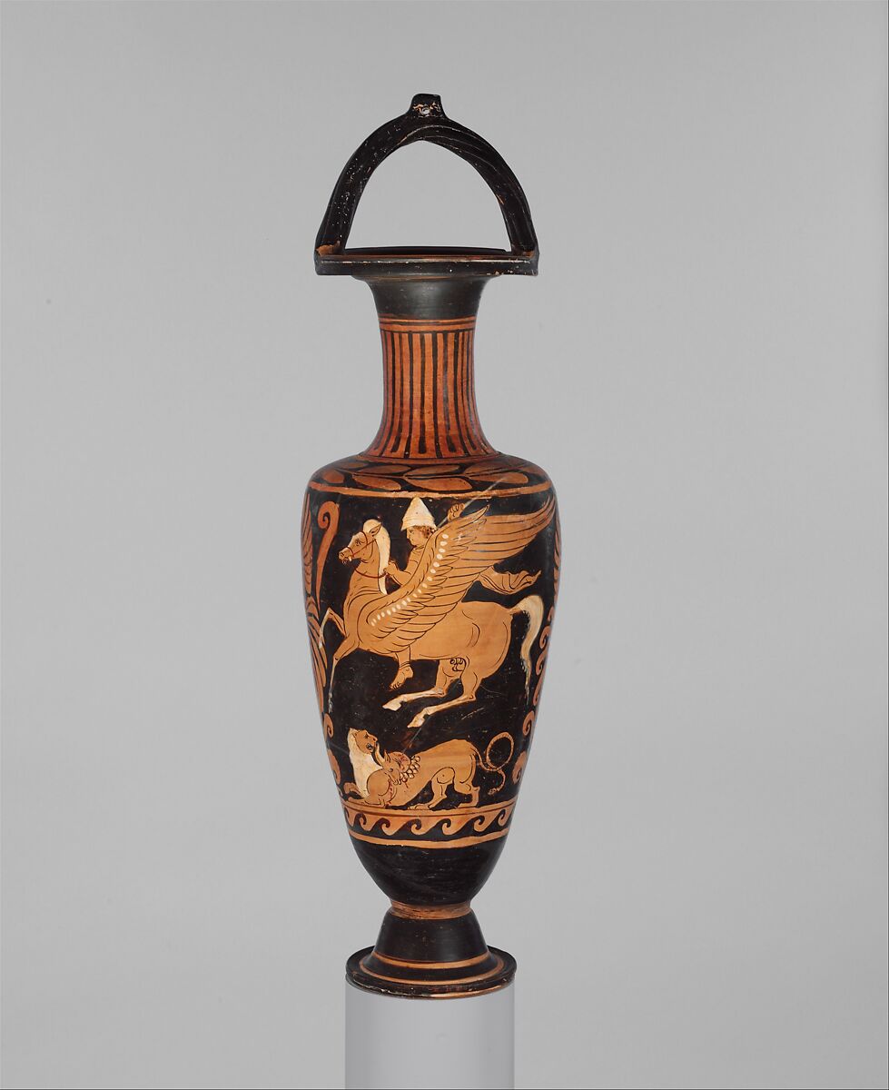 Terracotta bail-amphora (jar), Attributed to the Ixion Painter, Terracotta, Greek, South Italian, Campanian 